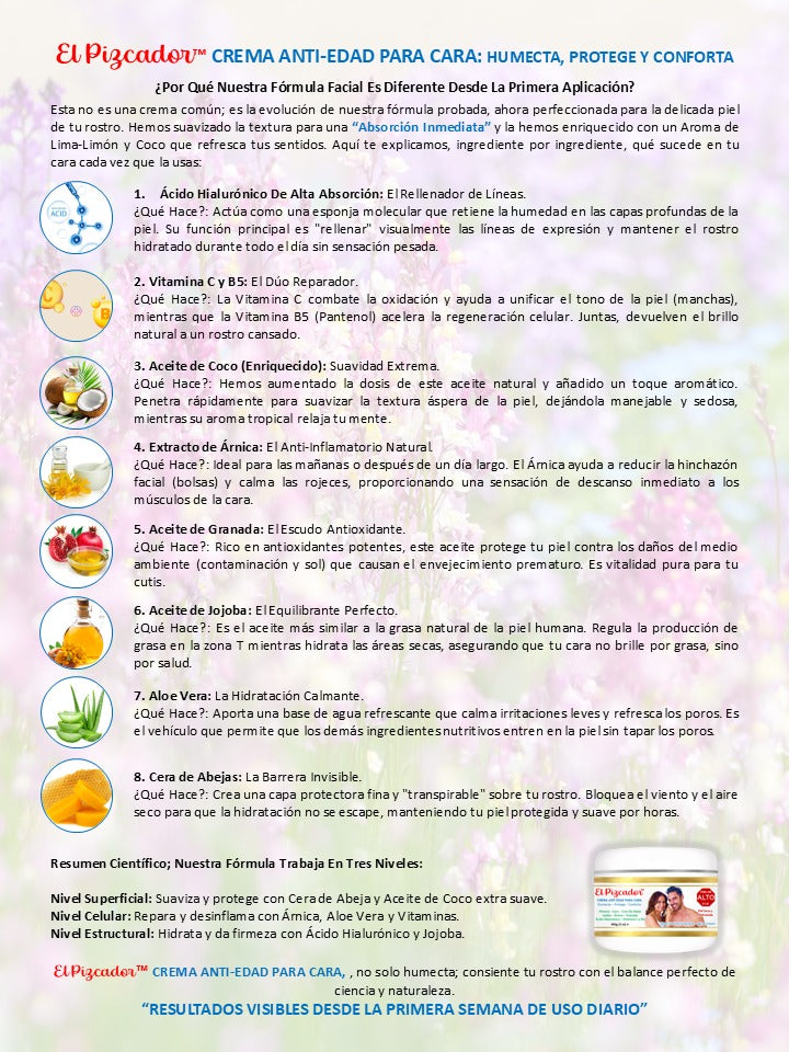 El Pizcador™ Crema Anti-Edad Correctiva para Cara (1 oz y 2 oz)