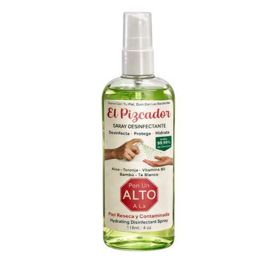 El Pizcador™ Spray Desinfectante
Higiene total que hidrata y protege sin arder
Contenido: 118 ml / 4 oz